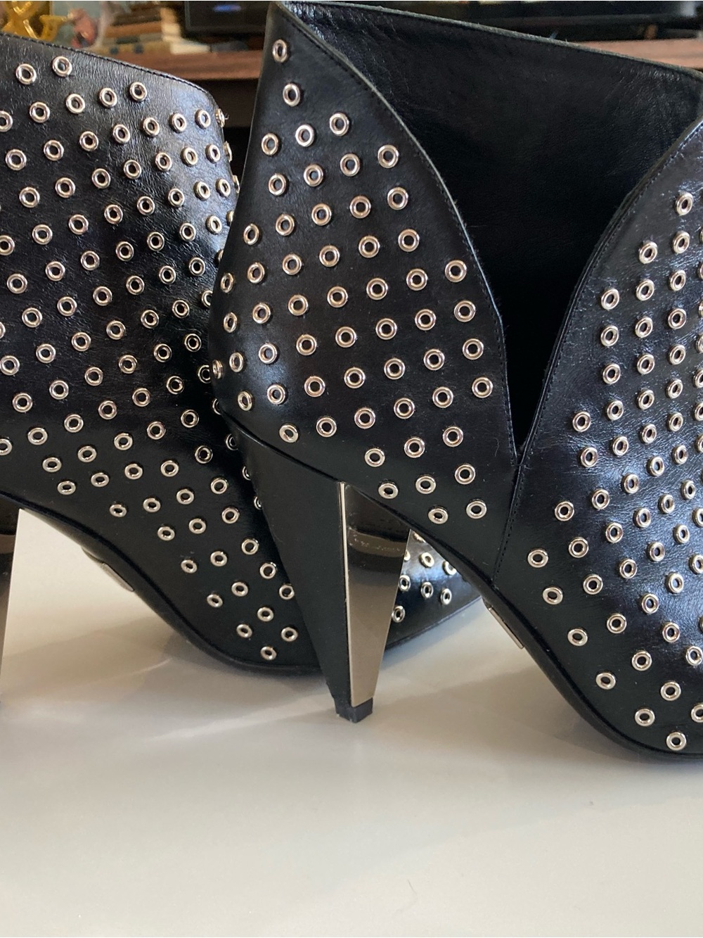Michael Kors Black Studded Pointed Toe Ankle Booties - Picture 8 of 8